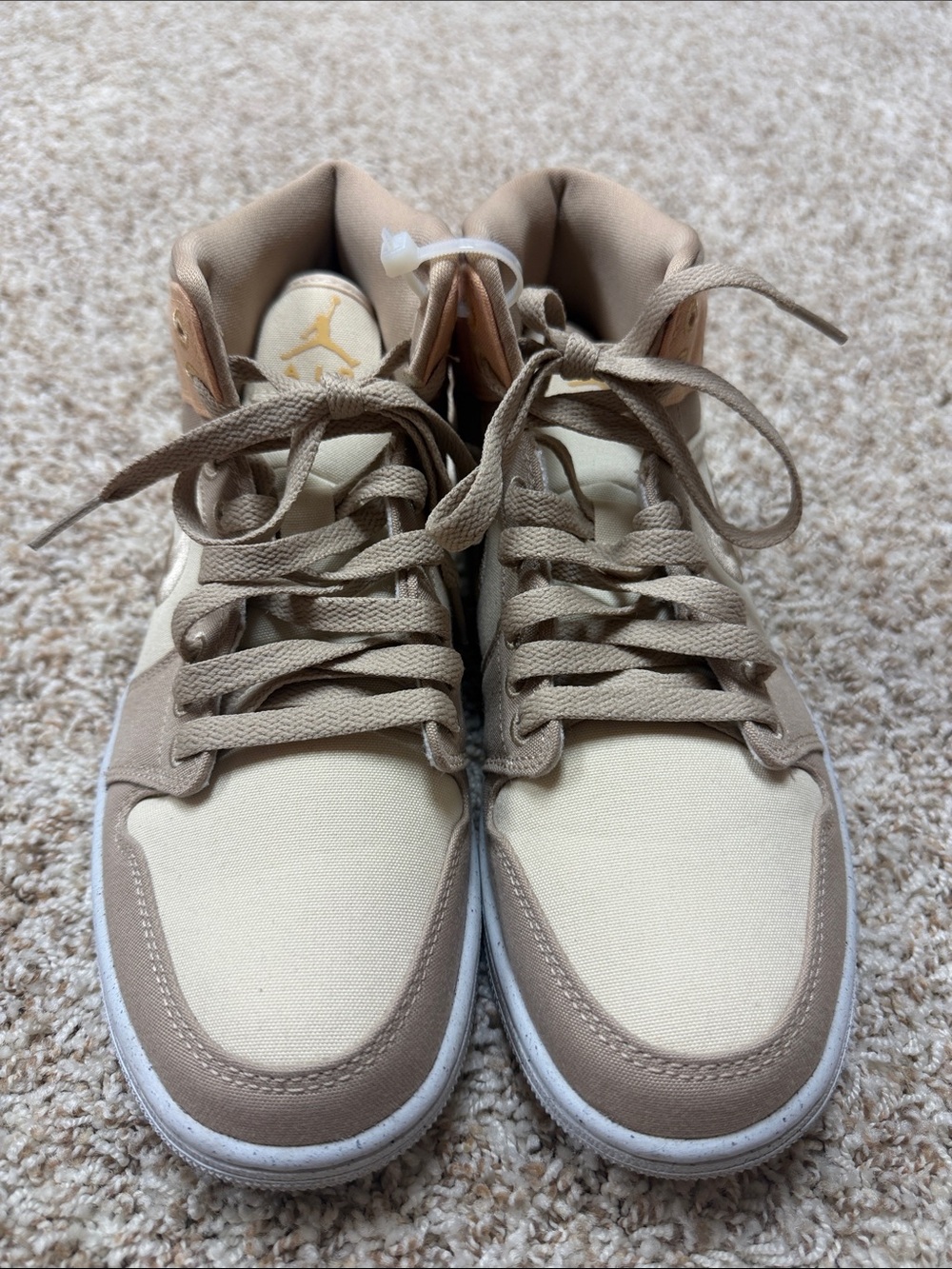Nike Air Jordan 1 Mid SE Canvas Beige Tan Peach Womens 7.5